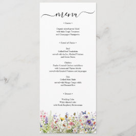 Cartão de Menu Summer Wildflower personalizado