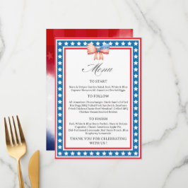 Cartão de Menu Tema Bandeira Americana EUA