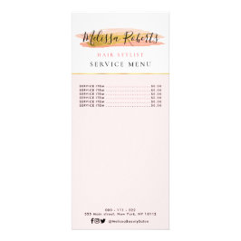 Cartão de menu Trendent Gold e rosa Service