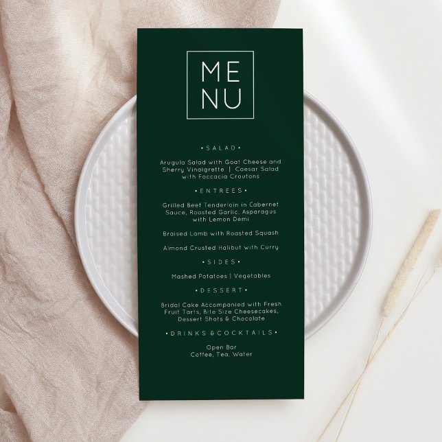 Cartão de Menu Verde Escuro Moderno e Elegante (Criador carregado)