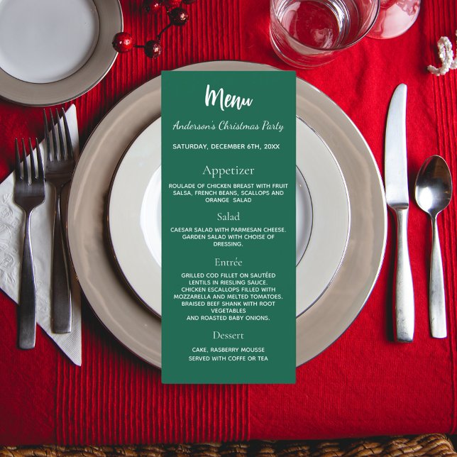 Cartão de menu verde janto para a festa de Natal (Criador carregado)