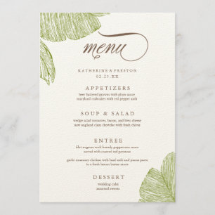 Cartão de Menu Vintage Palm Tree Destination Weddi