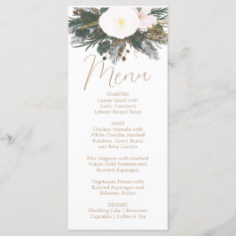Cartão de Menu Winter Evergreen Wedding