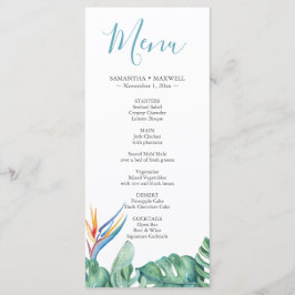 Cartão de Menus de Casamento de Tema Floral Tropic