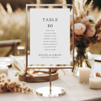 Cartão de Mesa 10 de Casamento Minimalista
