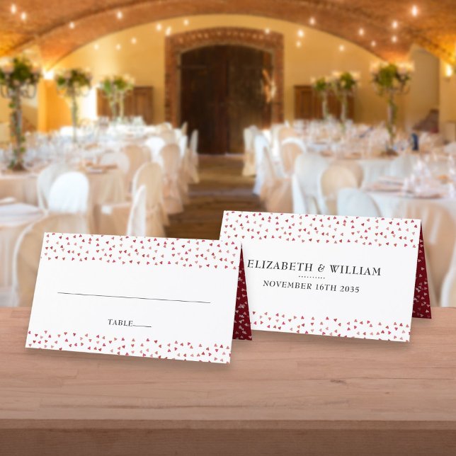 Cartão De Mesa 40º aniversário do casamento Ruby Hearts (40th Wedding Anniversary Ruby Hearts Place Card)