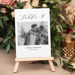 Cartão de Mesa 9 de Casamento Minimalista