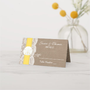 Cartão De Mesa A Coleção de Casamento de Praia do Dólar Amarelo