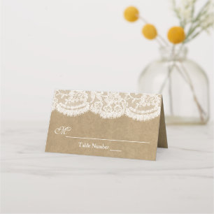 Cartão De Mesa A Coleção de Casamentos Kraft & Lace