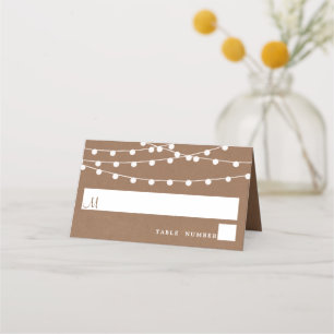 Cartão De Mesa A Coleção de Casamentos Rustic Kraft String Lights