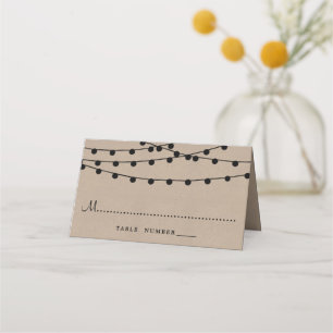 Cartão De Mesa A Coleção de Casamentos Rustic Kraft String Lights