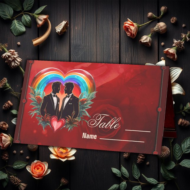 Cartão De Mesa A magia do momento: elegantes gay silhuetas. (Criador carregado)