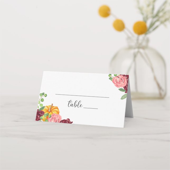 Cartão De Mesa Abóbora floral da Borgonha (Frente)