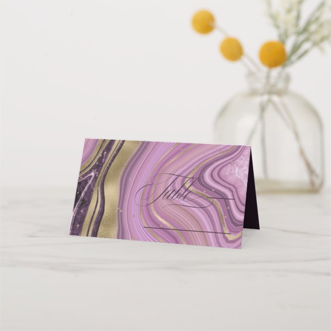 Cartão De Mesa Abstrato Agate Wedding Mesa Mauve ID827 (Frente)