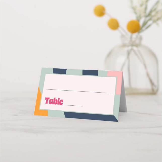 Cartão De Mesa abstrato de 1970s retrô em negrito (Frente)