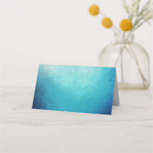 Cartão De Mesa Abstrato de Mandala Azul bonito