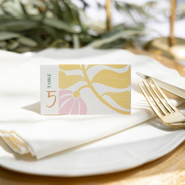 Cartão De Mesa Abstrato floral moderno (Modern abstract floral place card)