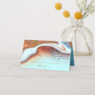 Cartão De Mesa Abstrato Glitter Strata Wedding Sky Blue ID903