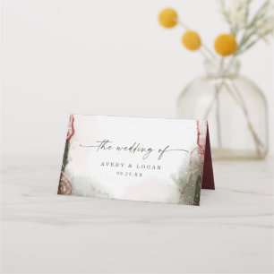 Cartão De Mesa Abstrato Modern Watercolor Terra Rosa Wedding