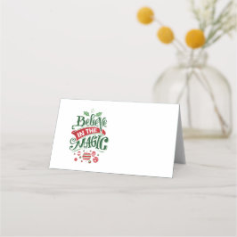 Cartão De Mesa Acredite na Tipografia de Natal Mágico