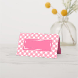 Cartão De Mesa Adicione Seu Texto Padrão De Gingham Rosa Bebê