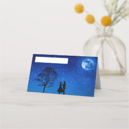 Cartão De Mesa Amantes sob uma lua cheia    