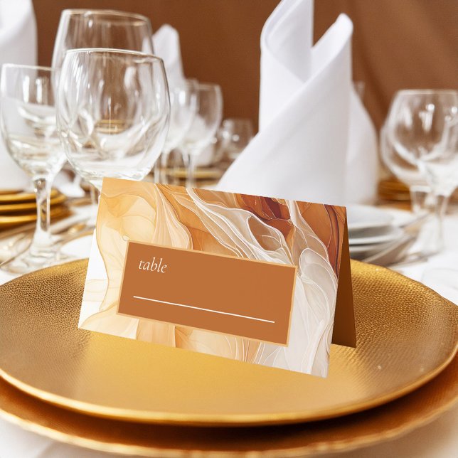 Cartão De Mesa Amber Brandy Abstrato Ink Wedding ID1089 (Criador carregado)