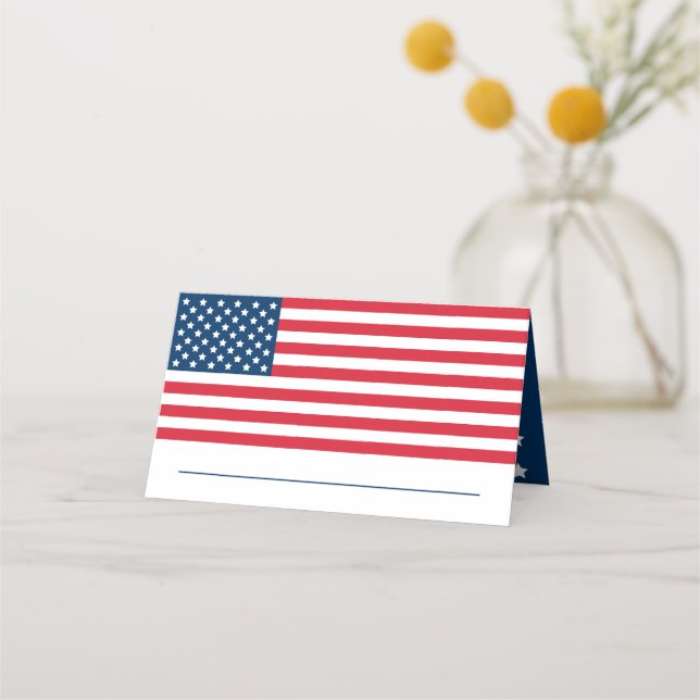 Cartão De Mesa American Flag Red White Blue USA Stars and Stripes (Frente)