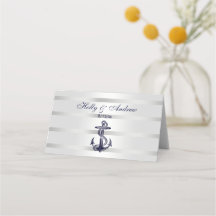 Âncora Azul Naval Prata Branco