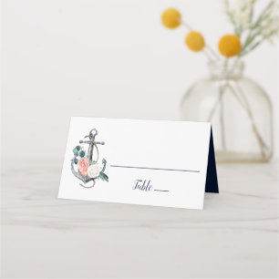 Cartão De Mesa Âncora Floral Casamento de Verão