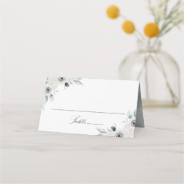 Cartão De Mesa Anêmonas Brancas e Rosas Casamento Personalizado