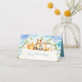 Cartão De Mesa Animais Florestais De Florestas De Mola Azul