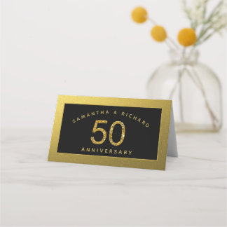 Cartão De Mesa Aniversário de Bodas de Ouro de 50 anos