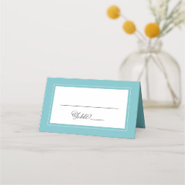 Cartão De Mesa Aqua White Wedding Elegante Chic Border Modern