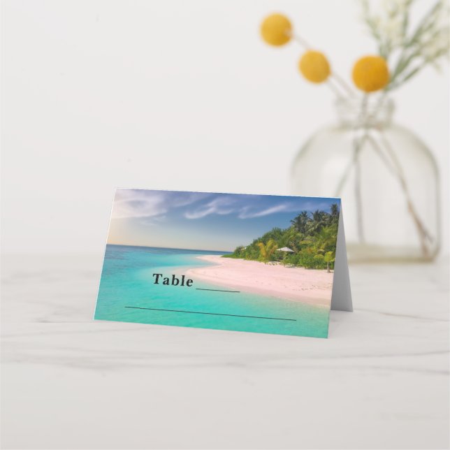 Cartão De Mesa Aquamarine Ocean Tropical Beach Scenic Table (Frente)