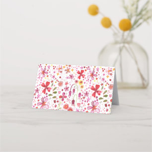 Cartão De Mesa Aquarela de Flor Selvagem