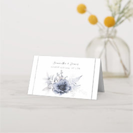 Cartão De Mesa Aquarela Dusty Blue Bohemian Floral