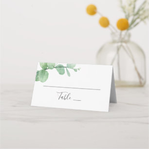 Cartão De Mesa Aquarela eucalipto. Casamento ecologicamente corre