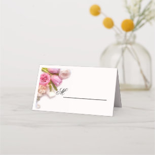 Cartão De Mesa Aquarela Floral, cor-de-rosa e Primavera branco, e