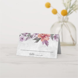 Cartão De Mesa Aquarela Floral de Pêssego de Lavanda Elegante