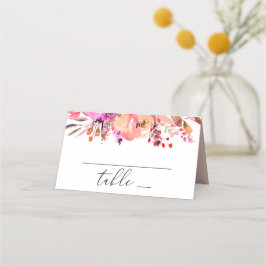 Cartão De Mesa Aquarela rosa brilho pêssego outono floral casamen
