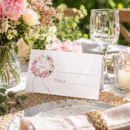 Cartão De Mesa Arco de flores cor-de-rosa fita menina Chá de Bebê