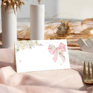Cartão De Mesa Arco Floral Rosa Elegante