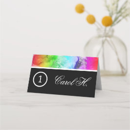 Cartão De Mesa Arco-íris Álcool Ink Watercolor Table Number Nome