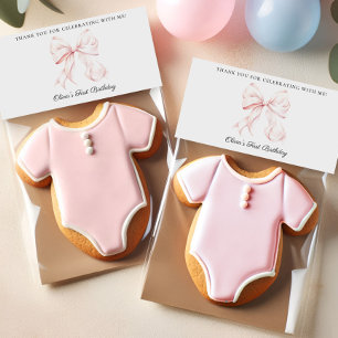 Cartão De Mesa Arco rosa Coquette Birthday Favor Bag Topper