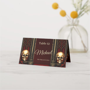 Cartão De Mesa Arqueiro Gótico com Skulls.