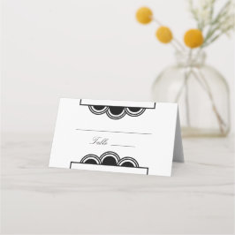 Cartão De Mesa Art Deco Clássico Chic White Escoro Simples Preto