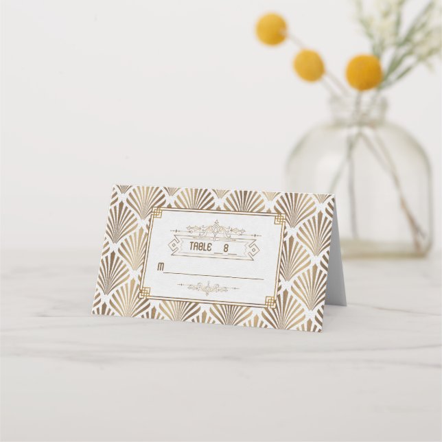 Cartão De Mesa Art Deco White Gatsby 1920 Núm. (Frente)