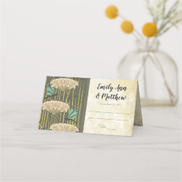 Cartão De Mesa Art Nouveau Dragonfly Lily Pad Wedding