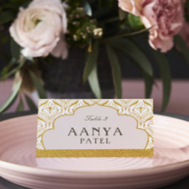Cartão De Mesa Arte Deco Dourado Arch Mundap Arch Casamento Nome